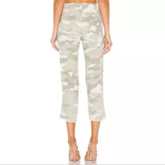 Mother The Shaker Crop Fray Pants Racer Stripe Camo Army Green Desert Print 25 - Picture 2 of 14